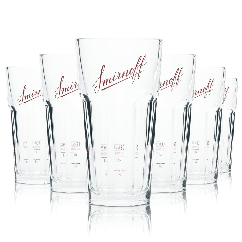 6 bicchieri da long drink Smirnoff 0,25 l, bicchieri sagomati, bicchieri da cocktail Vodka Gastro Club