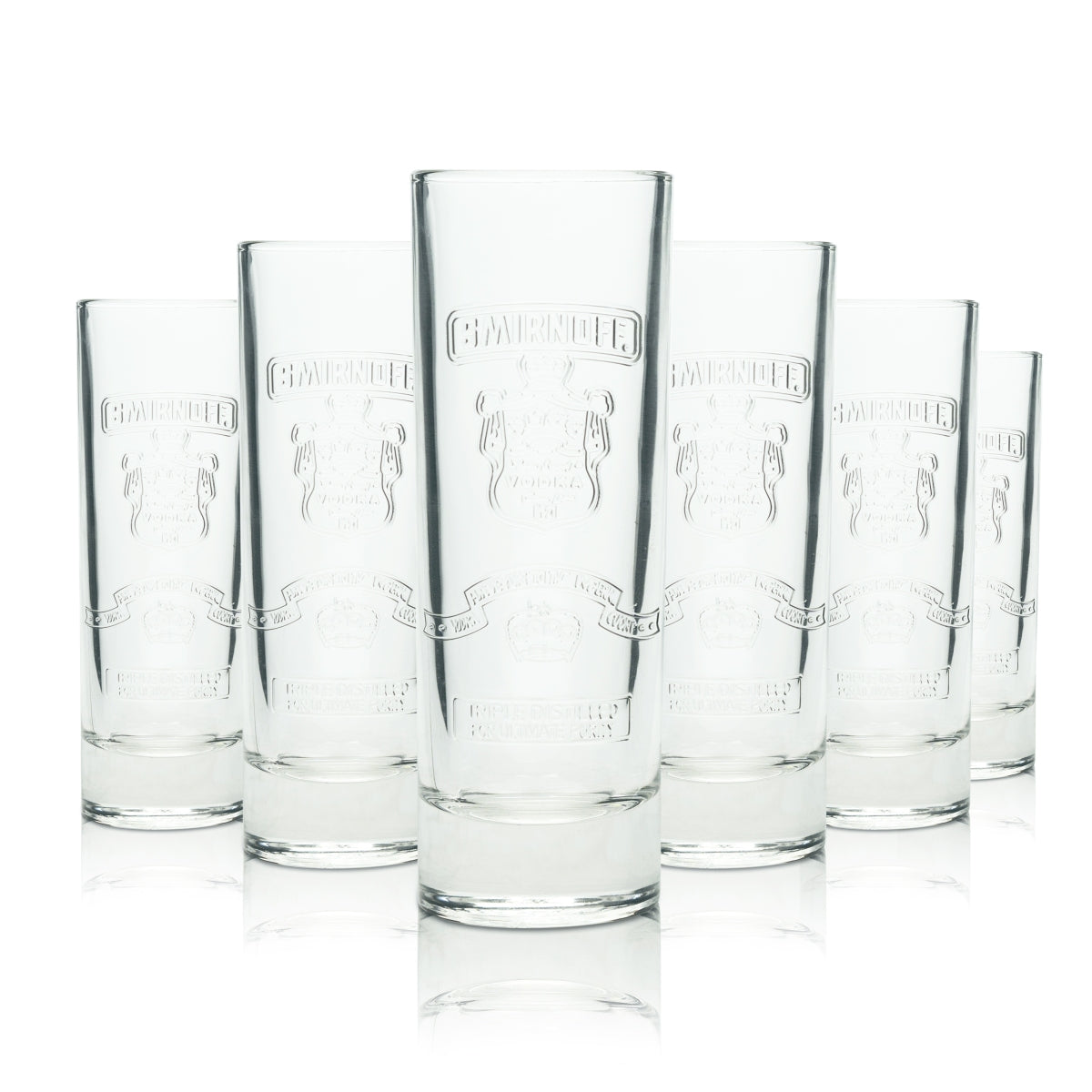 6 bicchieri da vodka Smirnoff 0,2 l bicchieri long drink con logo retrò in rilievo bicchieri da collezione