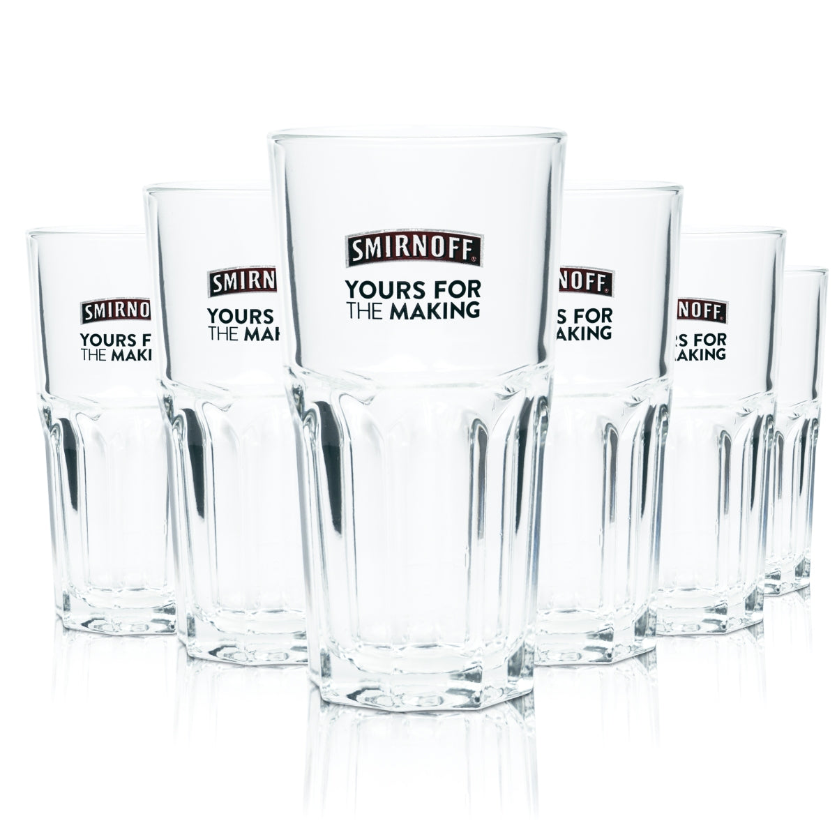 6 bicchieri da vodka Smirnoff 0,3 l bicchieri da long drink con rilievo Yours For The Making bicchieri da bar
