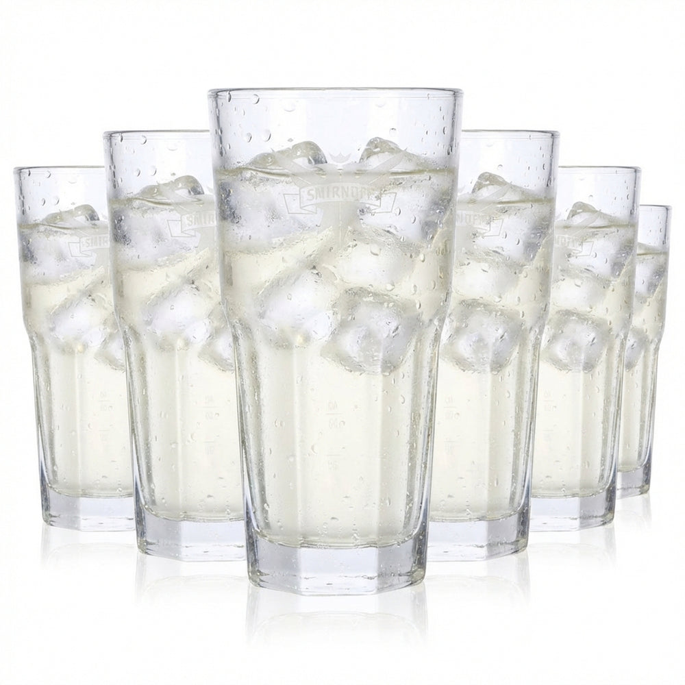 6 bicchieri da vodka Smirnoff in vetro da 0,3 l Bicchieri da long drink Logo satinato