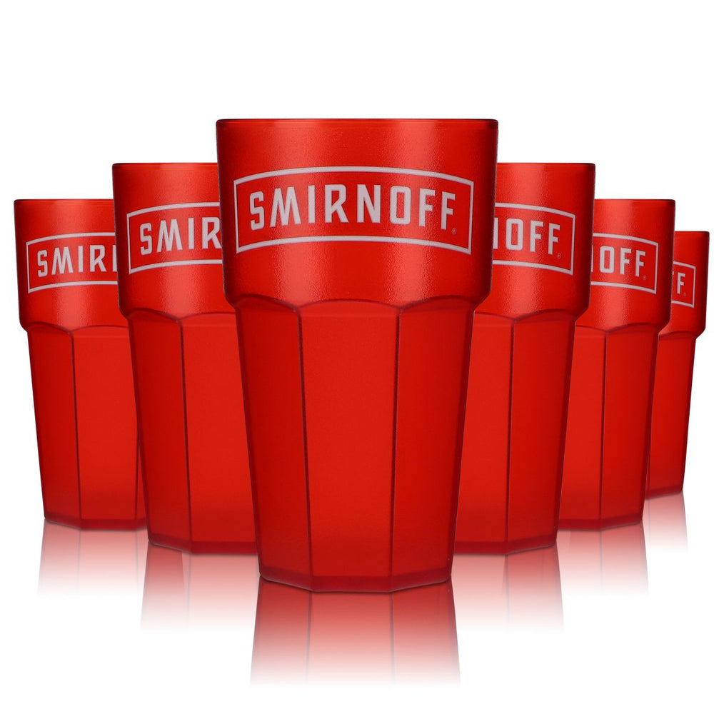 6 bicchieri da vodka Smirnoff in plastica acrilica, versione rossa