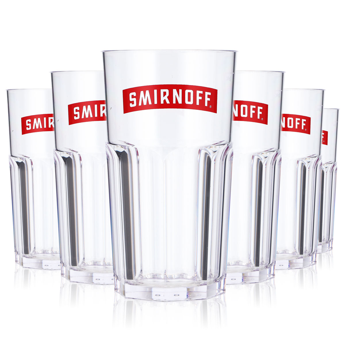 6 bicchieri riutilizzabili Smirnoff Vodka Bicchieri da festa in acrilico/plastica con logo rosso