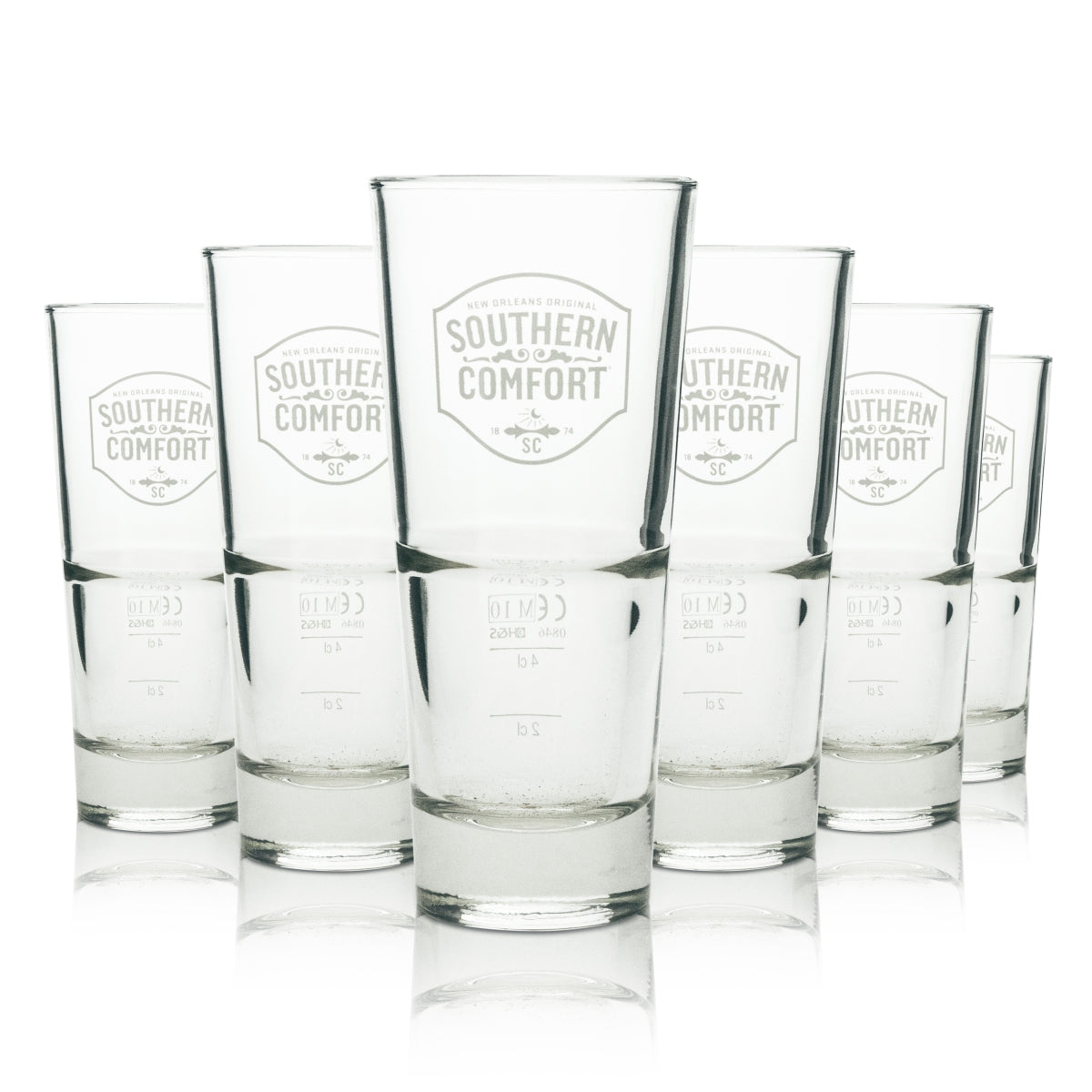 6 bicchieri da whisky Southern Comfort Longdrink con logo bianco 296 ml
