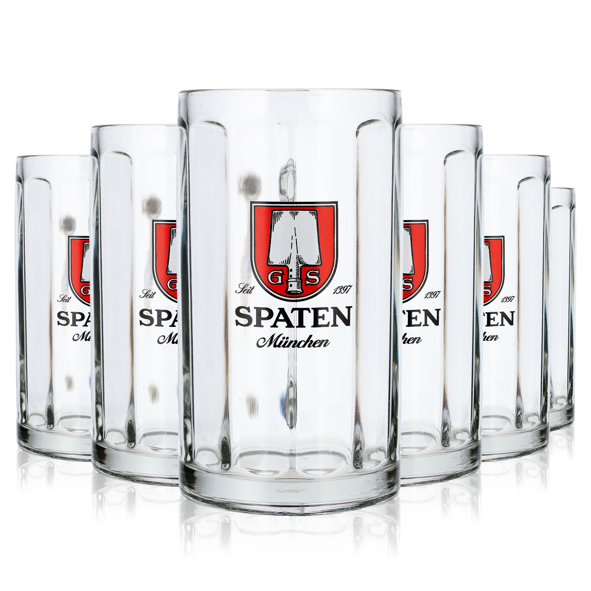 6 bicchieri da birra a forma di vanga da 0,5 l "München" color crema (set da 6)