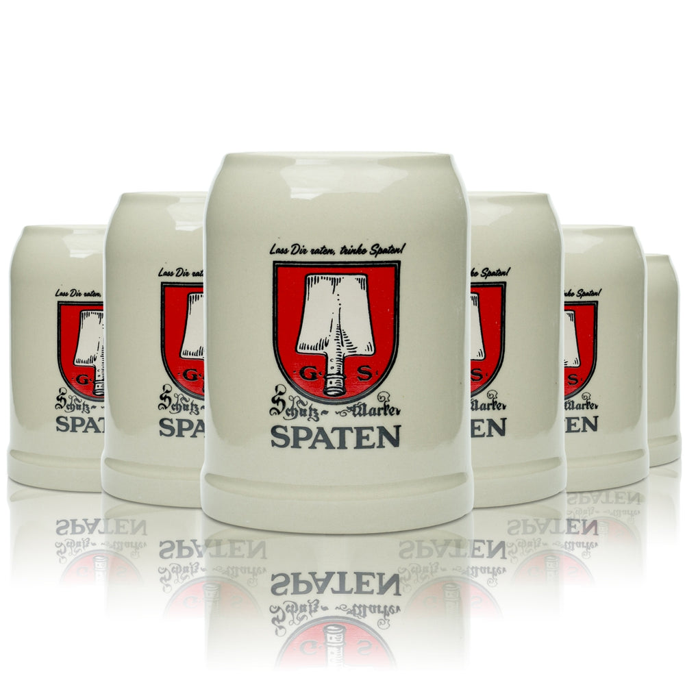6 boccali da birra Spaten 0,5 l in ceramica, terracotta, vetro, birrificio Seidel Humpen
