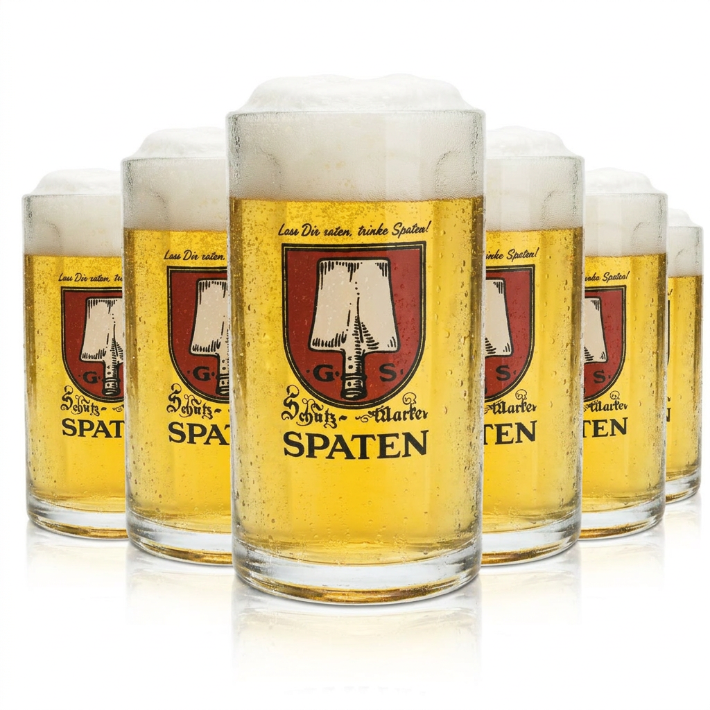 6 bicchieri da birra Spaten 0,5 l boccali da birra vetro birrificio Baviera birreria all'aperto Münchner Hell