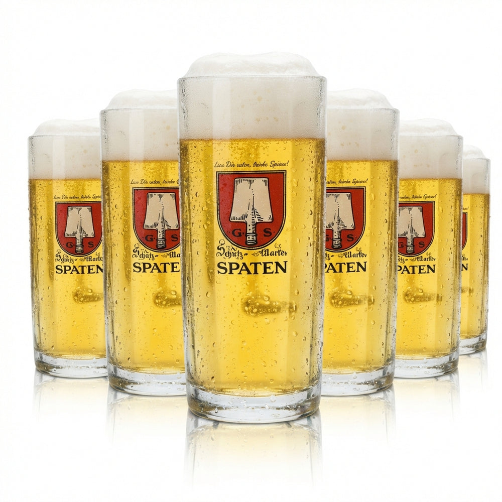 6 bicchieri da birra 0,5 l con manico in vetro, forma a boccale, rilievo Baviera, gastronomia
