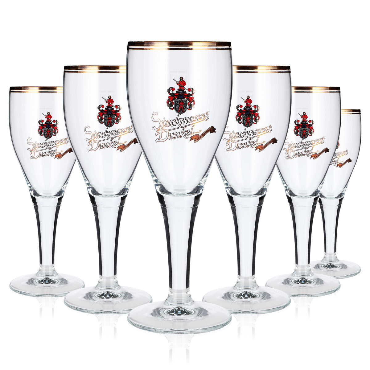 6 bicchieri da birra Stackmann da 0,3 l, modello "Pokal", scuri, con doppio bordo dorato, Ritzenhoff