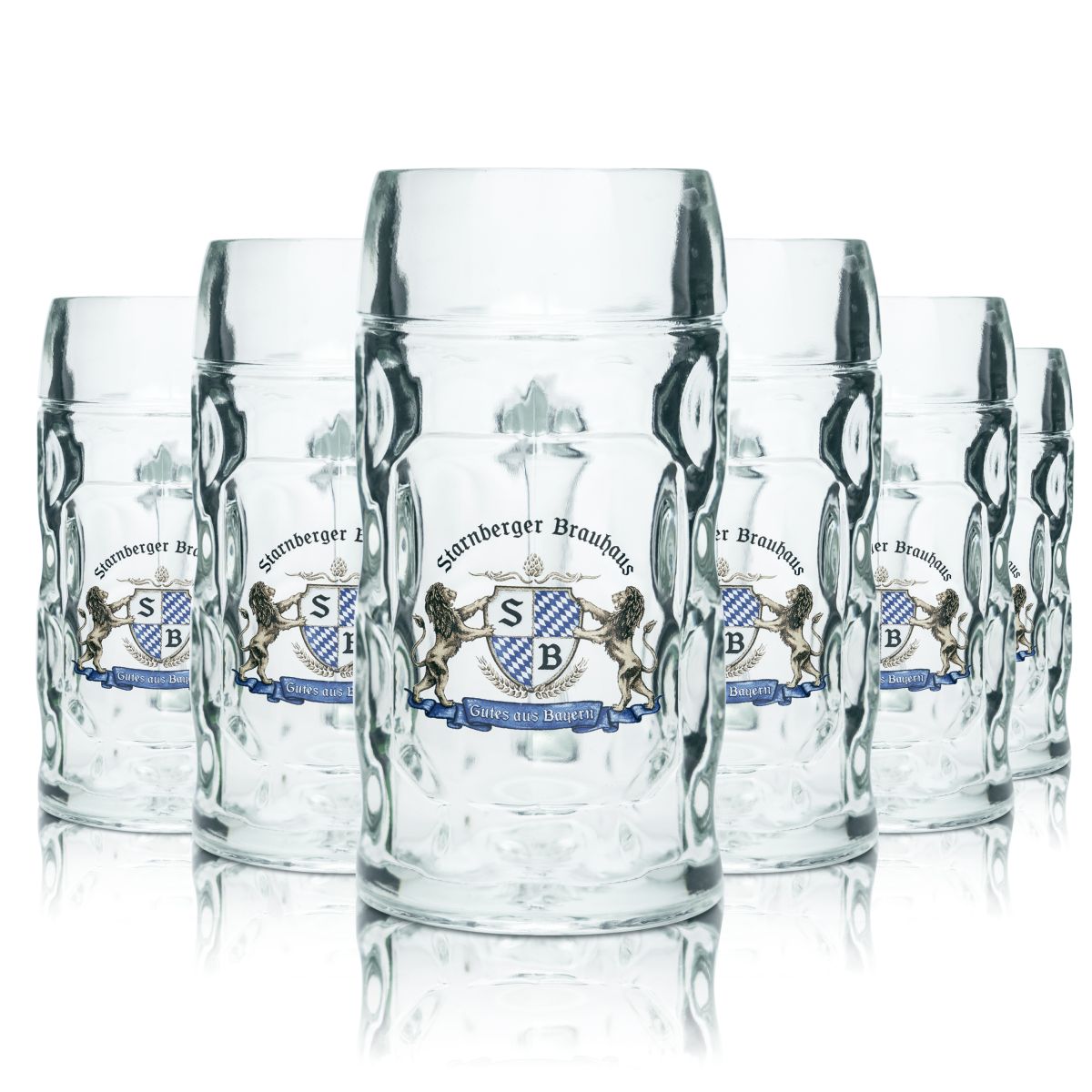 6 bicchieri da birra Starnberger Brauhaus 0,3 l, forma contornata, boccale Humpen, set di bicchieri Seidel