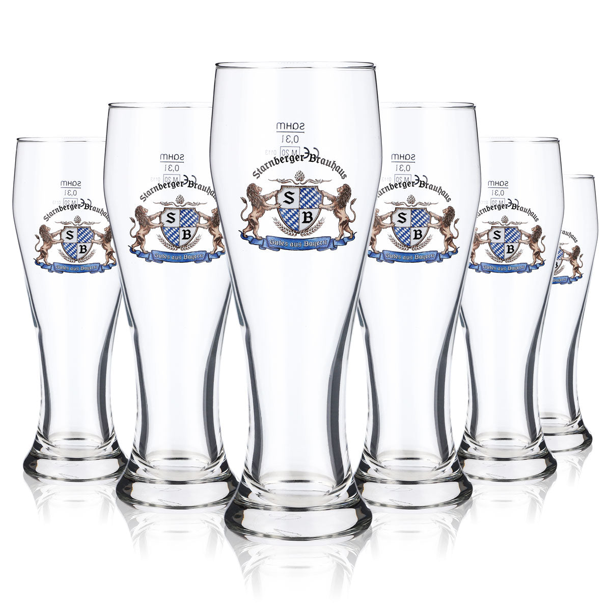 6 bicchieri da birra Starnberger Brauhaus Bicchieri da birra in vetro 0,3 l Bicchiere da birra bianca – Vista 5