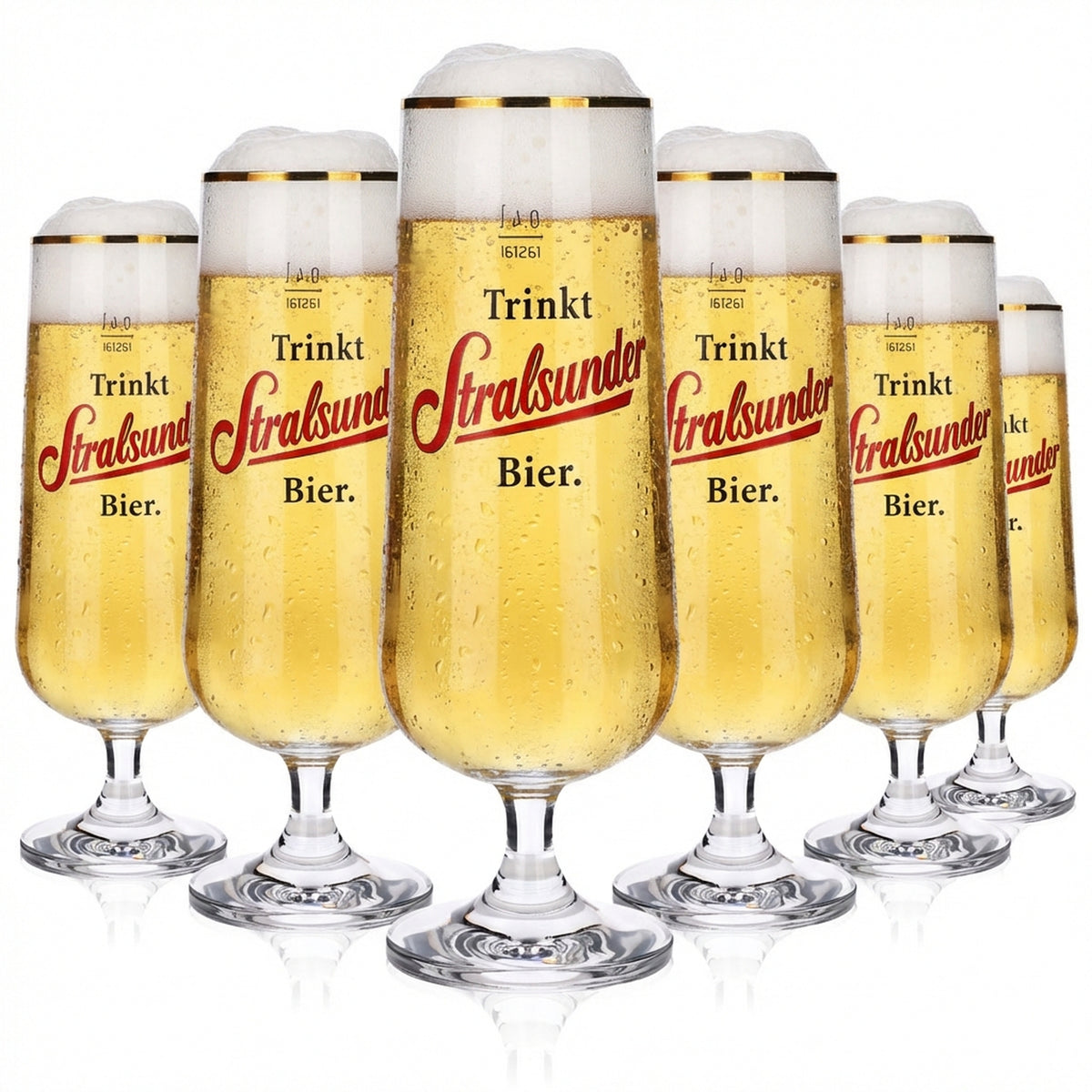 6 bicchieri da birra Stralsunder Glas 0,4 l con bordo dorato, set di bicchieri Pilstulpe Hanse Brauerei