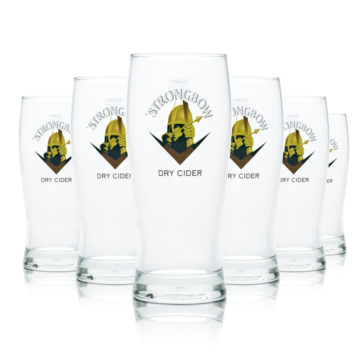6 bicchieri Strongbow da 0,3 l a forma di pinta, Dry Cider, birra alla mela, calibrati per la ristorazione, Regno Unito