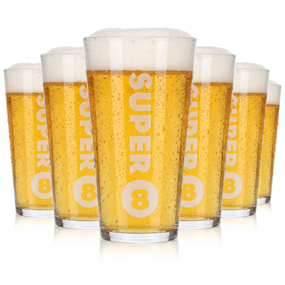 Set di 6 bicchieri da birra Super 8 da 0,25 l, modello Ayano