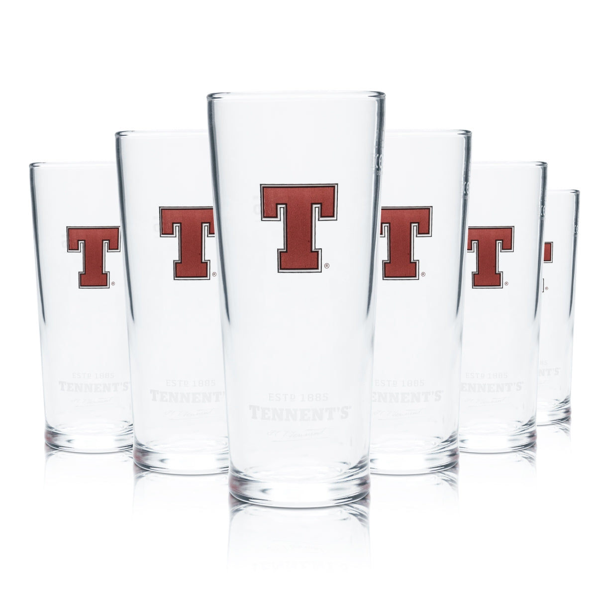 6 bicchieri da birra Tennent's 0,25 l, forma a coppa, calibrati, per uso gastronomico, Beer Wellpark Brew