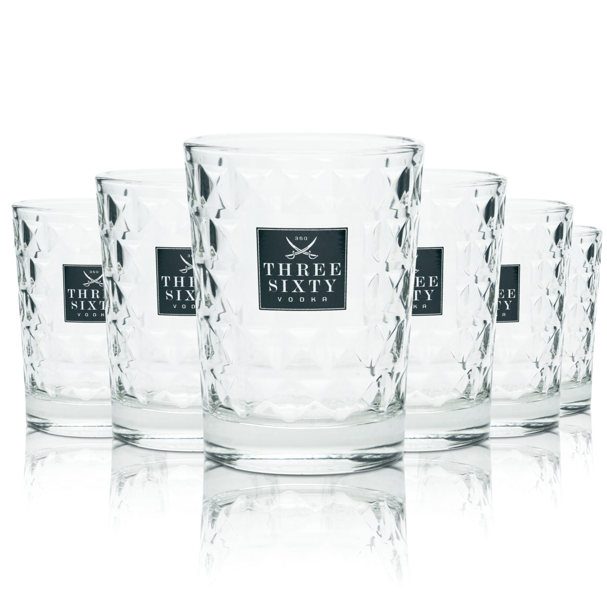6 bicchieri Three Sixty Vodka 0,2 l Tumbler Bicchieri con rilievo Cocktail Longdrink rotondi