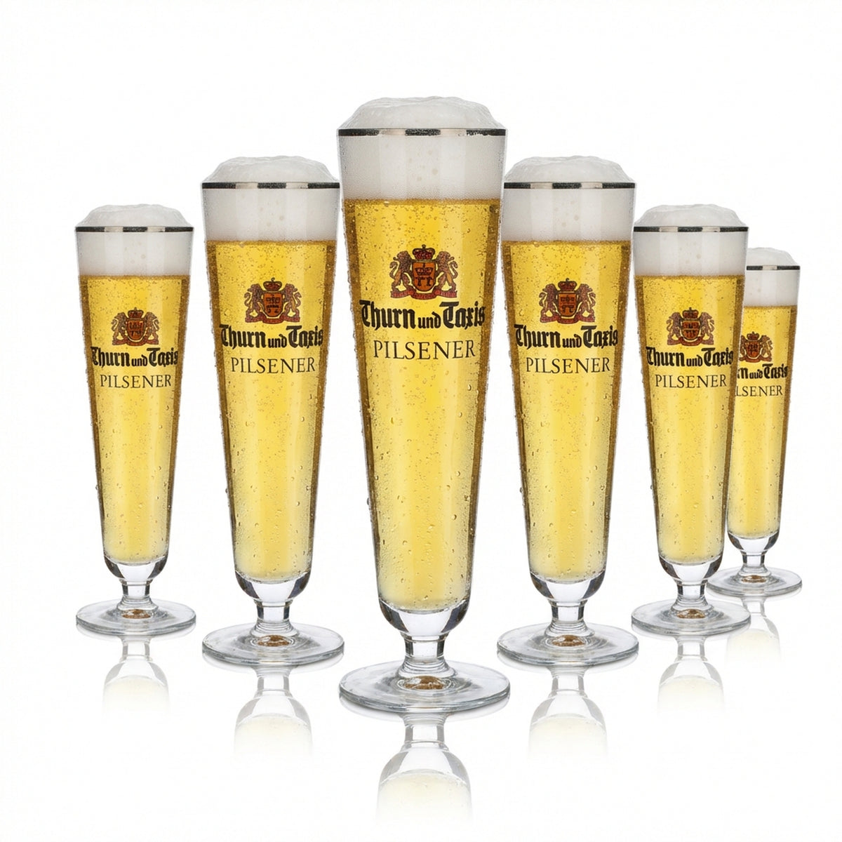 6 bicchieri Thurn und Taxis 0,3 l bicchieri da birra a forma di tulipano con bordo dorato, set da birrificio