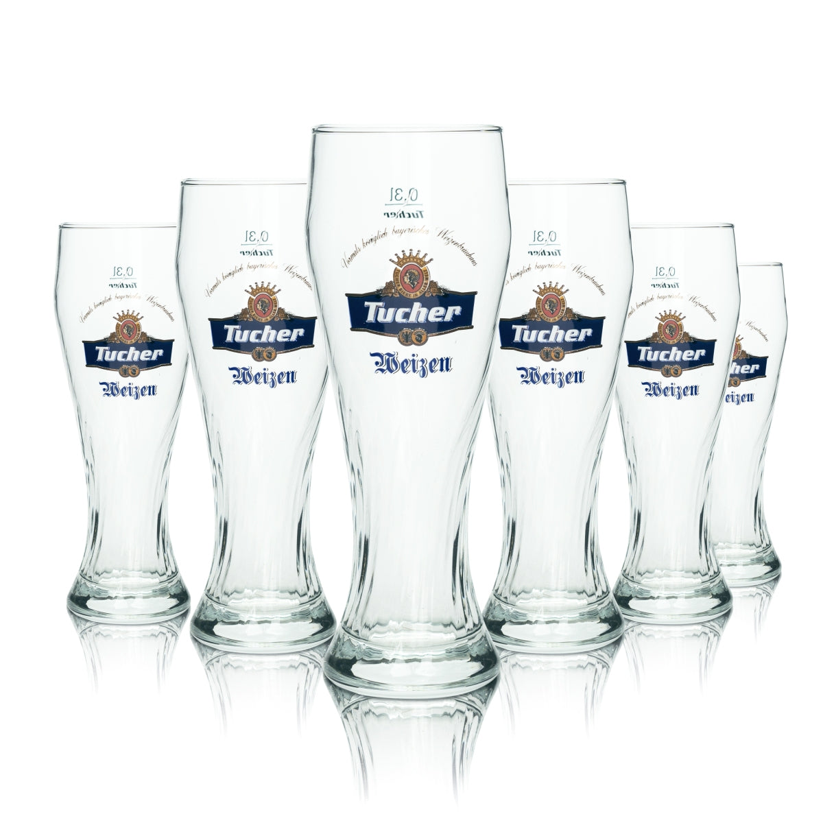 6 bicchieri da birra Tucher 0,3 l Weizen Sahm Bicchieri da birra bianca con lievito e rilievo birraio