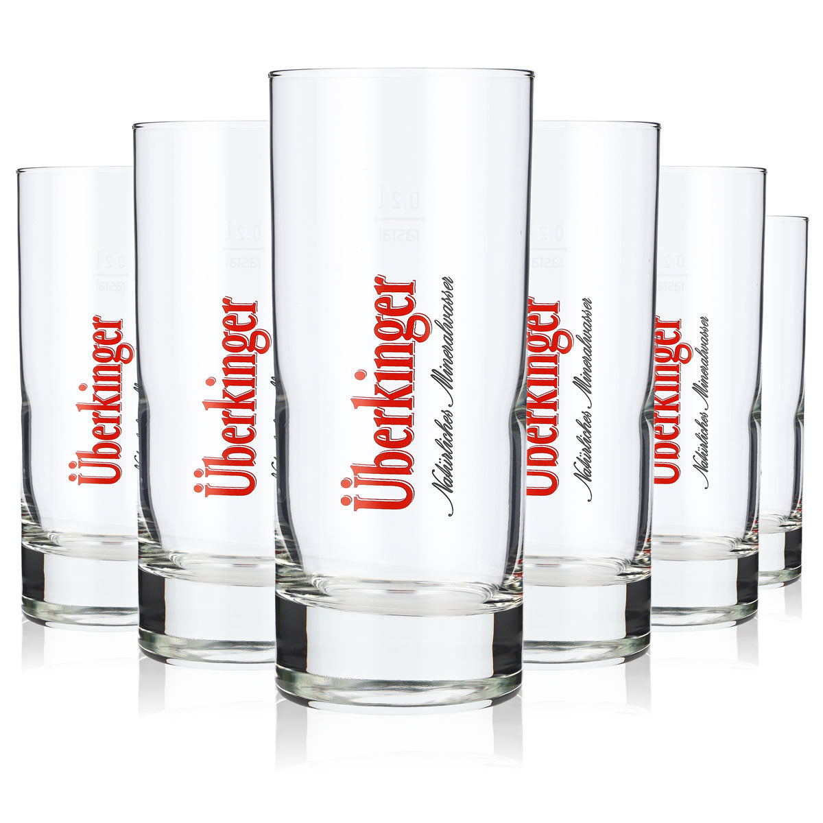 6 bicchieri da acqua Überkinger 0,2 l Bicchieri Bicchieri da acqua Stange Logo rosso Rastal – Vista 5