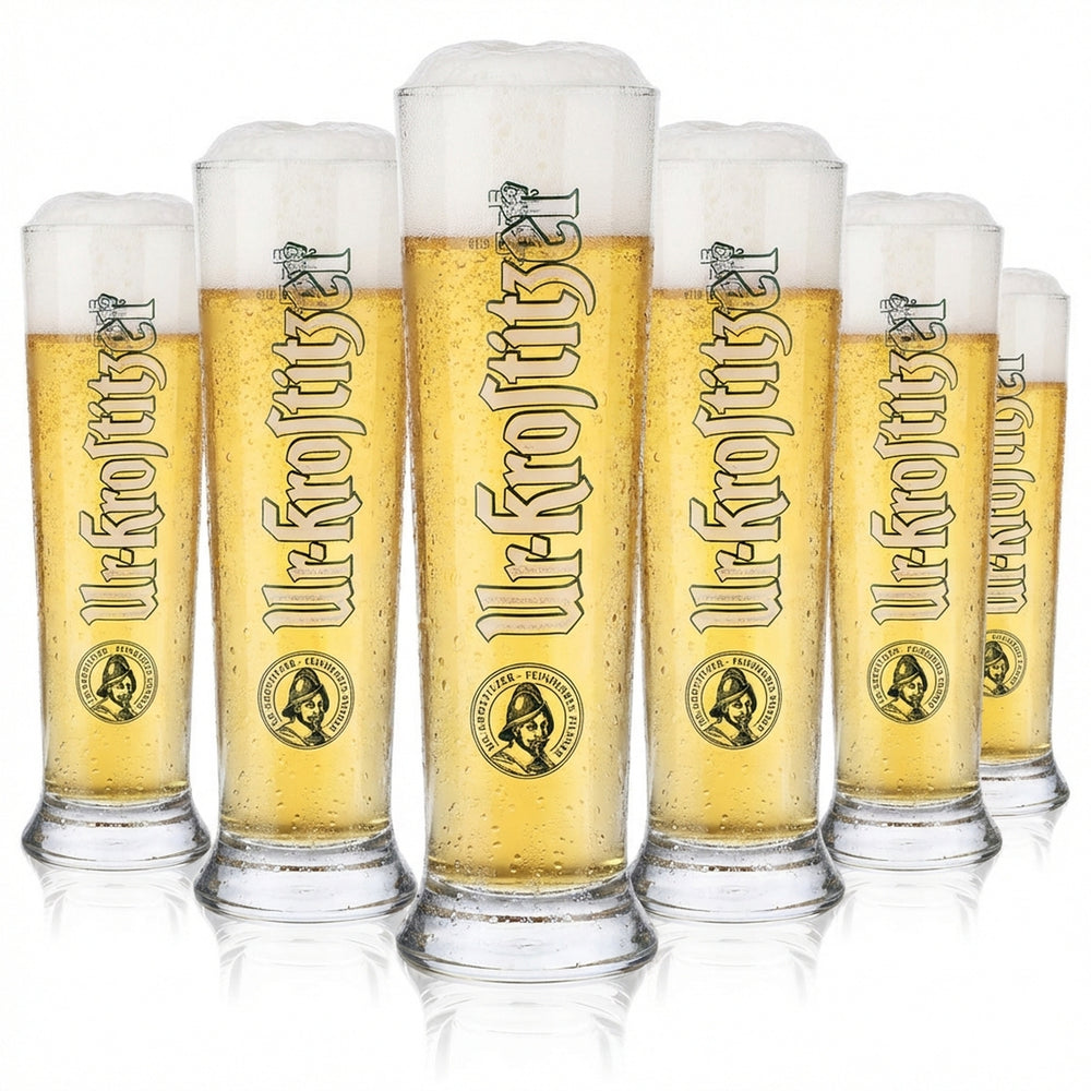6 bicchieri da birra Ur-Krostitzer in vetro Calice da birra Bicchiere da birra bianca Bicchiere da birra con rilievo Contorno