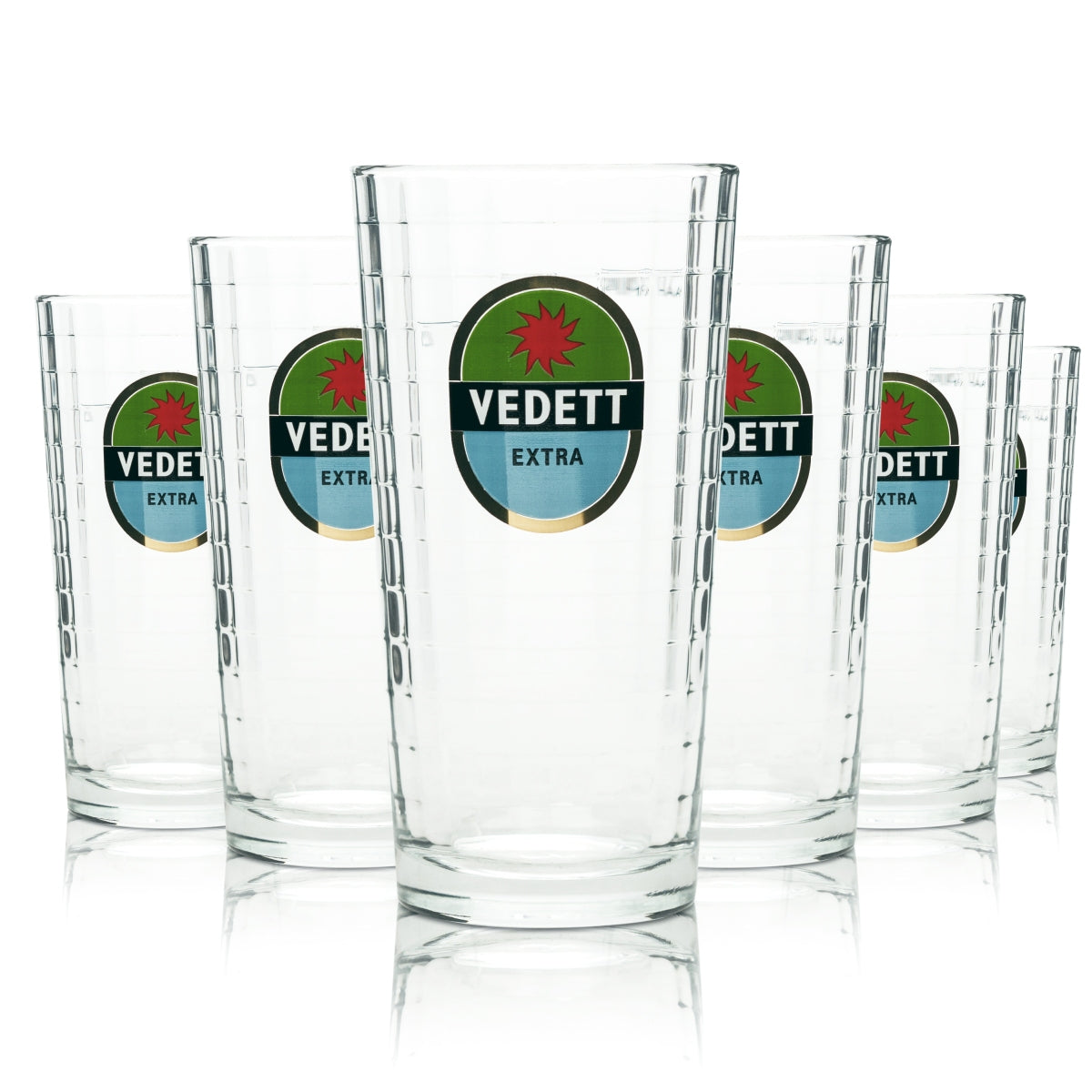 6 bicchieri da birra Vedett 0,25 l "Extra" verdi in rilievo Beer Belgium HALF PINT