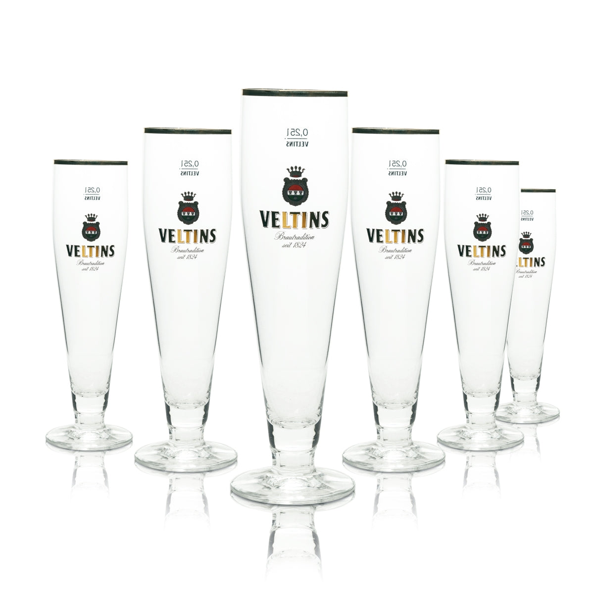 6 bicchieri da birra Veltins 0,25 l Tulipano bordo dorato Ritzenhoff Pokal bicchieri Pils Birrificio