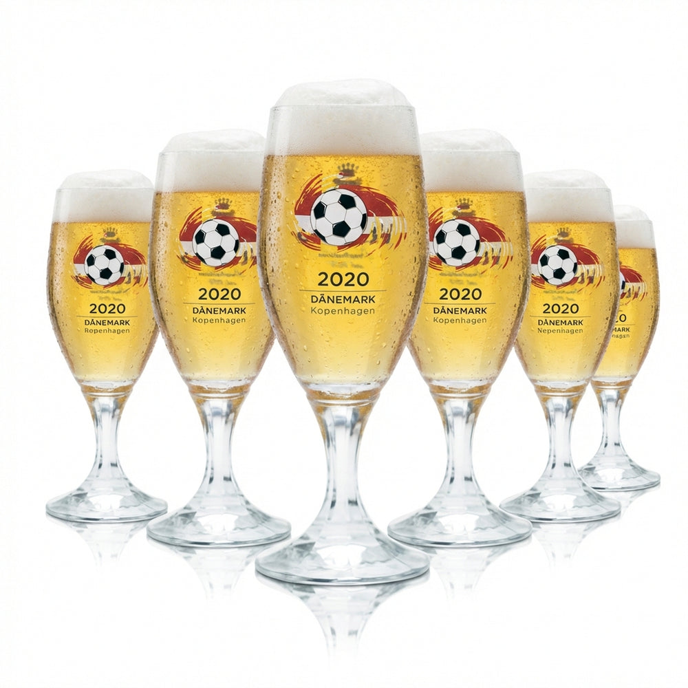 6 bicchieri da birra Veltins 0,2 l, forma a tulipano, Coppa Europei 2020 Danimarca Calcio Euro 24