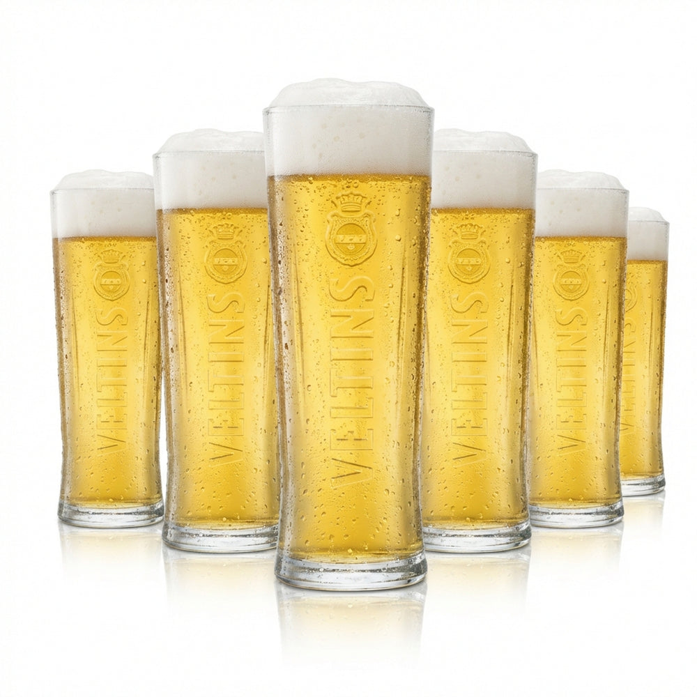 6 bicchieri da birra Veltins da 0,3 l, forma a calice, calibrati, per bar e pub, birra Pils