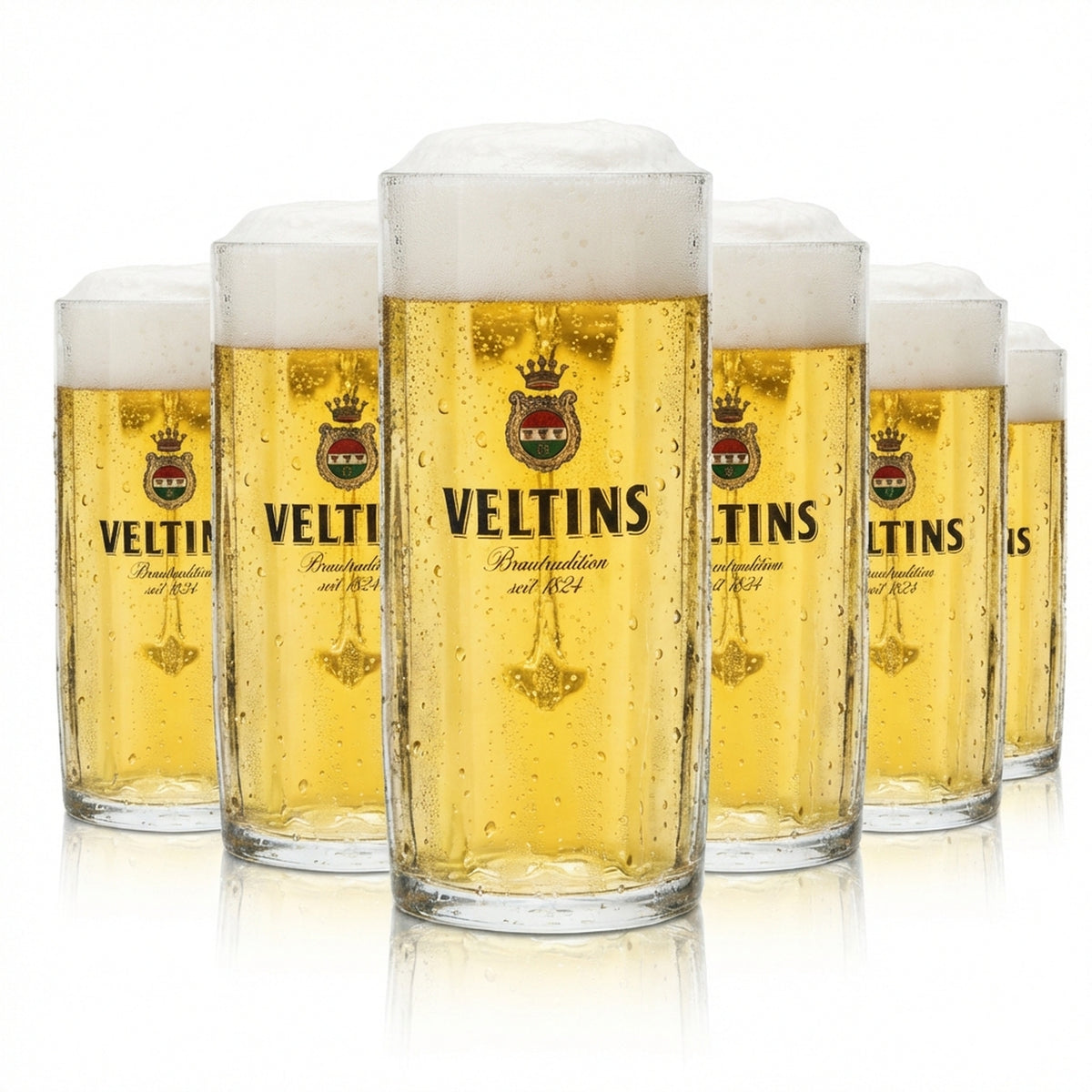 6 bicchieri da birra Veltins da 0,3 l, boccale, boccale da birra, calibrato, per ristorazione, birrificio, birra chiara
