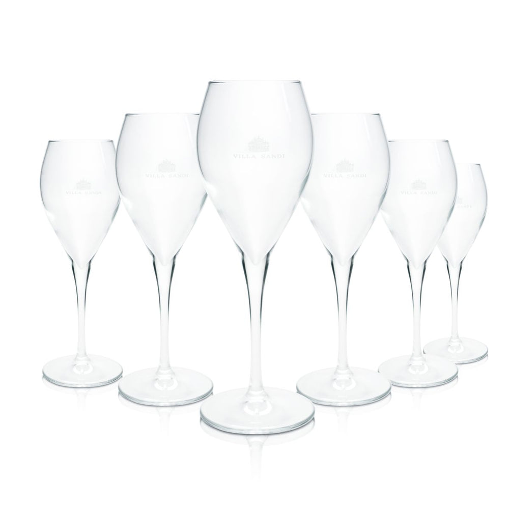 6 bicchieri da prosecco Villa Sandi 0,1 l, flûte da spumante, calice da spumante, coppa da spumante