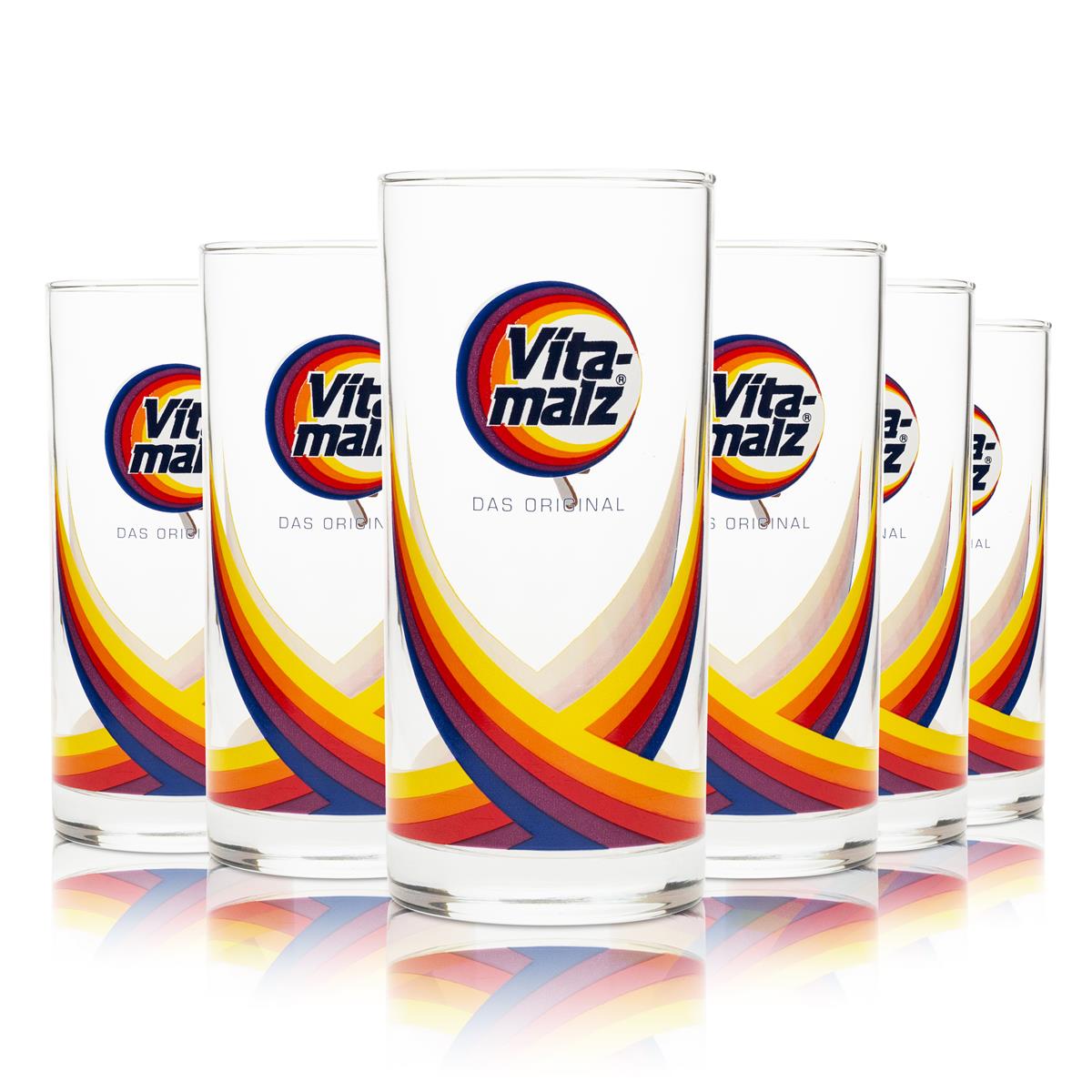 6 bicchieri da birra Vitamalz 0,2 l colorati Longdrink
