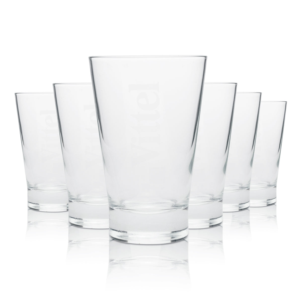 6x bicchieri Vittel in vetro da 270 ml, bicchieri tumbler per acqua minerale frizzante, bicchieri per soda