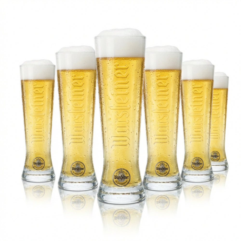 6 bicchieri da birra Warsteiner 0,25 l, forma a tulipano, bicchieri da bar, pub, birreria, birra chiara