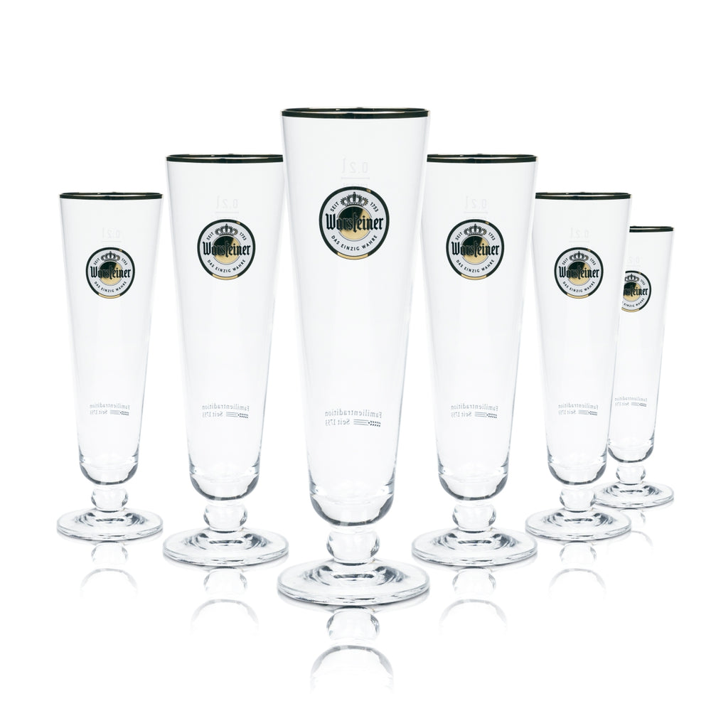 6 bicchieri da birra Warsteiner 0,2 l Tulipano esclusivi bicchieri a forma di coppa Birrificio bordo dorato Beer
