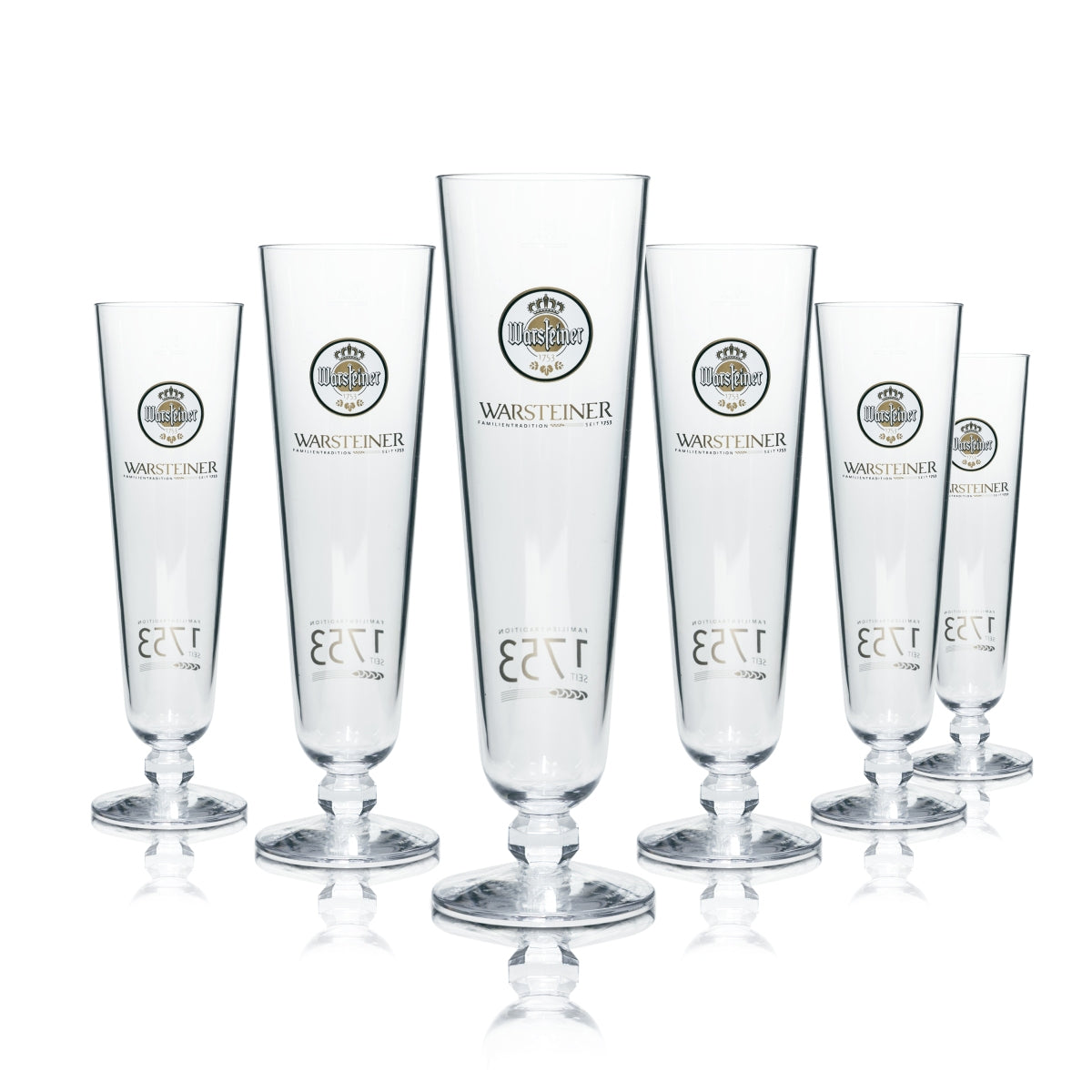 6 bicchieri da birra Warsteiner 0,3 l in plastica riutilizzabili a forma di tulipano per birra Pils, per la ristorazione