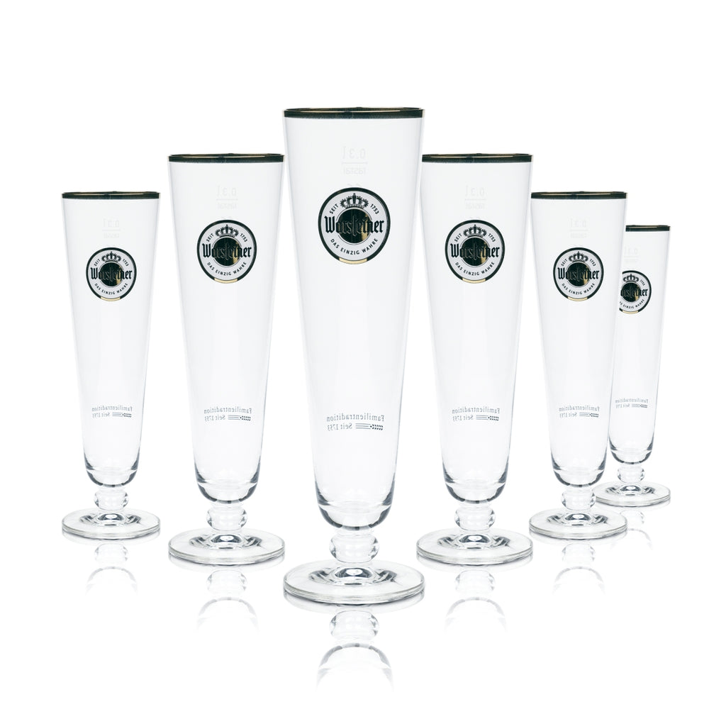 6 bicchieri da birra Warsteiner 0,3 l Tulipano esclusivi bicchieri da birra con bordo dorato