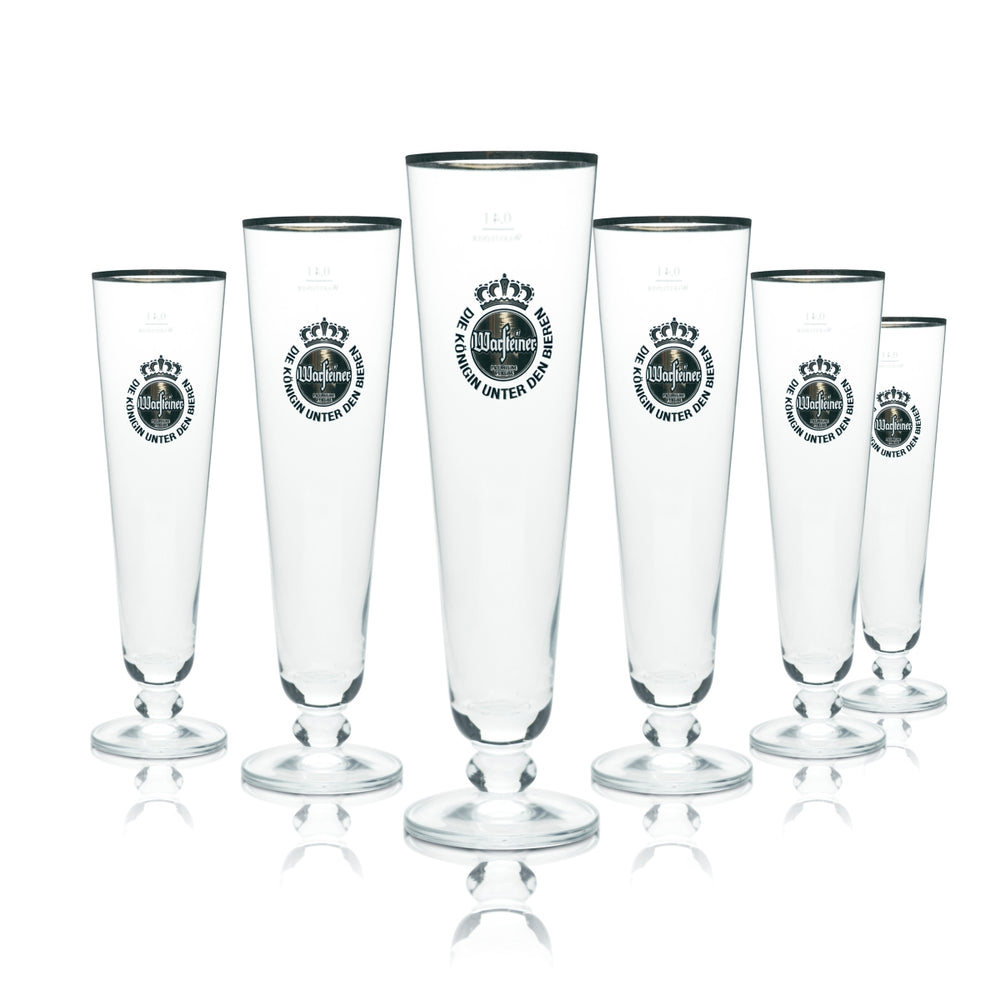 6 bicchieri da birra Warsteiner 0,4 l, forma a tulipano con bordo dorato, bicchieri da bar e ristorante, birra Pils