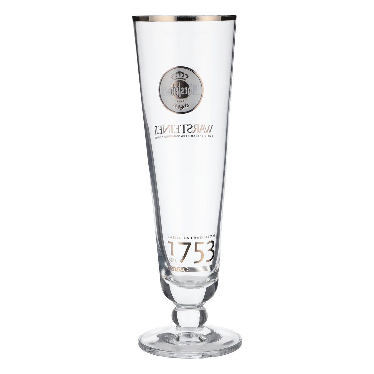 6 bicchieri da birra Warsteiner 0,28 l a calice/a tulipano con logo 1753 e bordo platinato – Vista 4