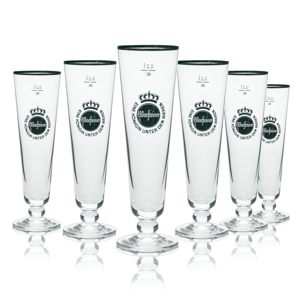 6 bicchieri da birra Warsteiner esclusivi a forma di tulipano con bordo dorato, 200 ml