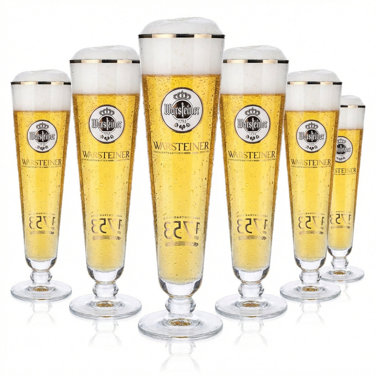 6 bicchieri da birra Warsteiner Bicchieri da birra 0,4 l Calice 1753 Logo bianco