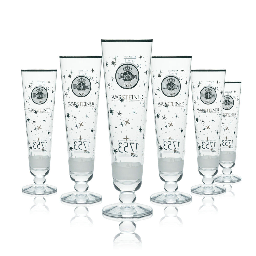 6 bicchieri Warsteiner 0,25 l a forma di tulipano, edizione speciale invernale da collezione 1753