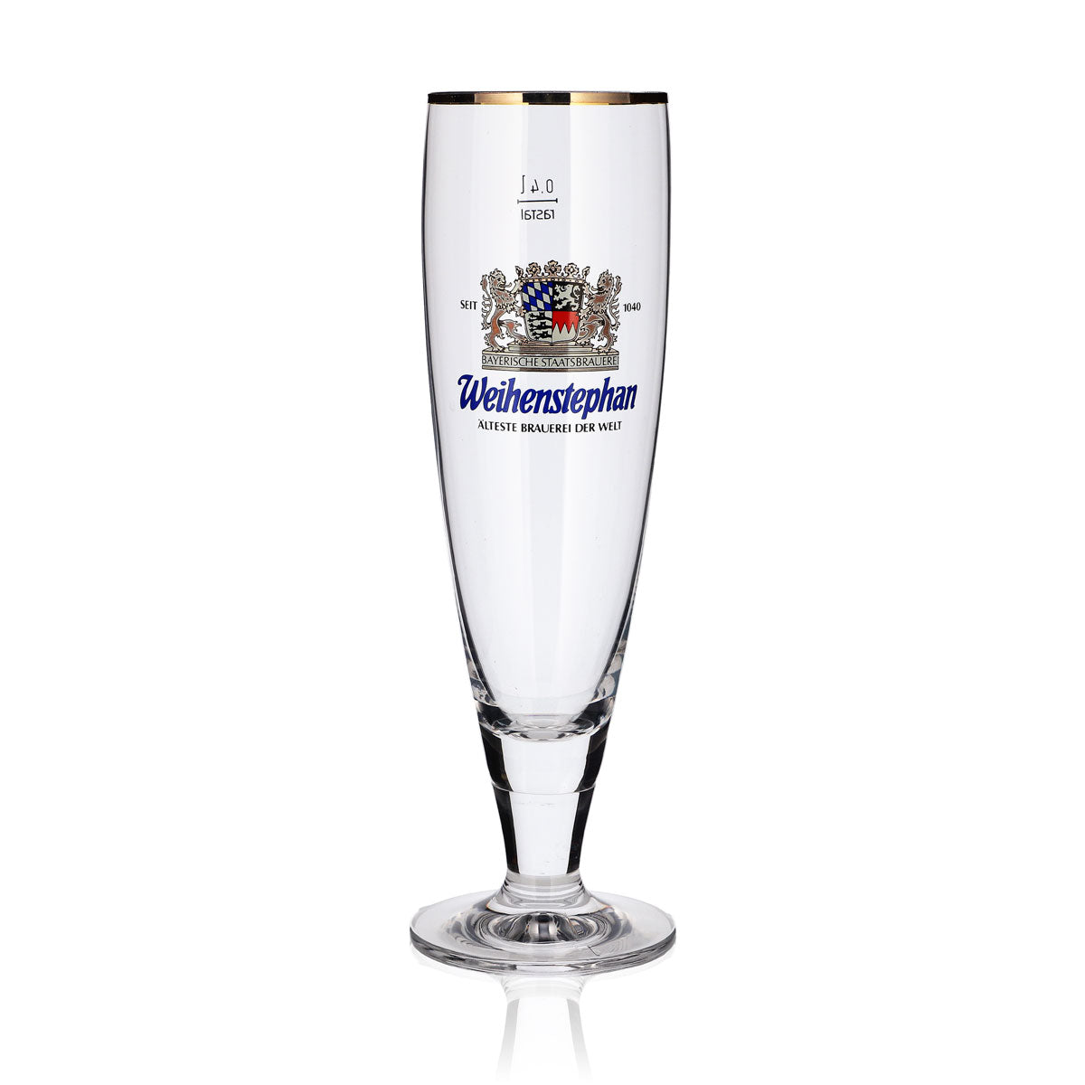 6 bicchieri Weihenstephan 0,4 l, forma Pilstulpe, bordo dorato, set di bicchieri da birra per la ristorazione – Vista 2
