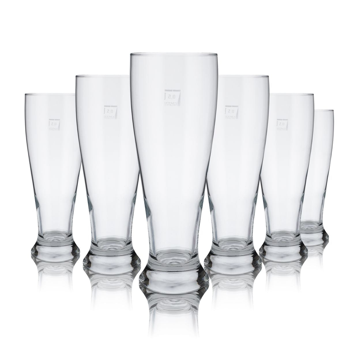 6 bicchieri da birra bianca Hefeweizen da 0,5 l senza marchio, calibrati, vetro da birra per uso gastronomico