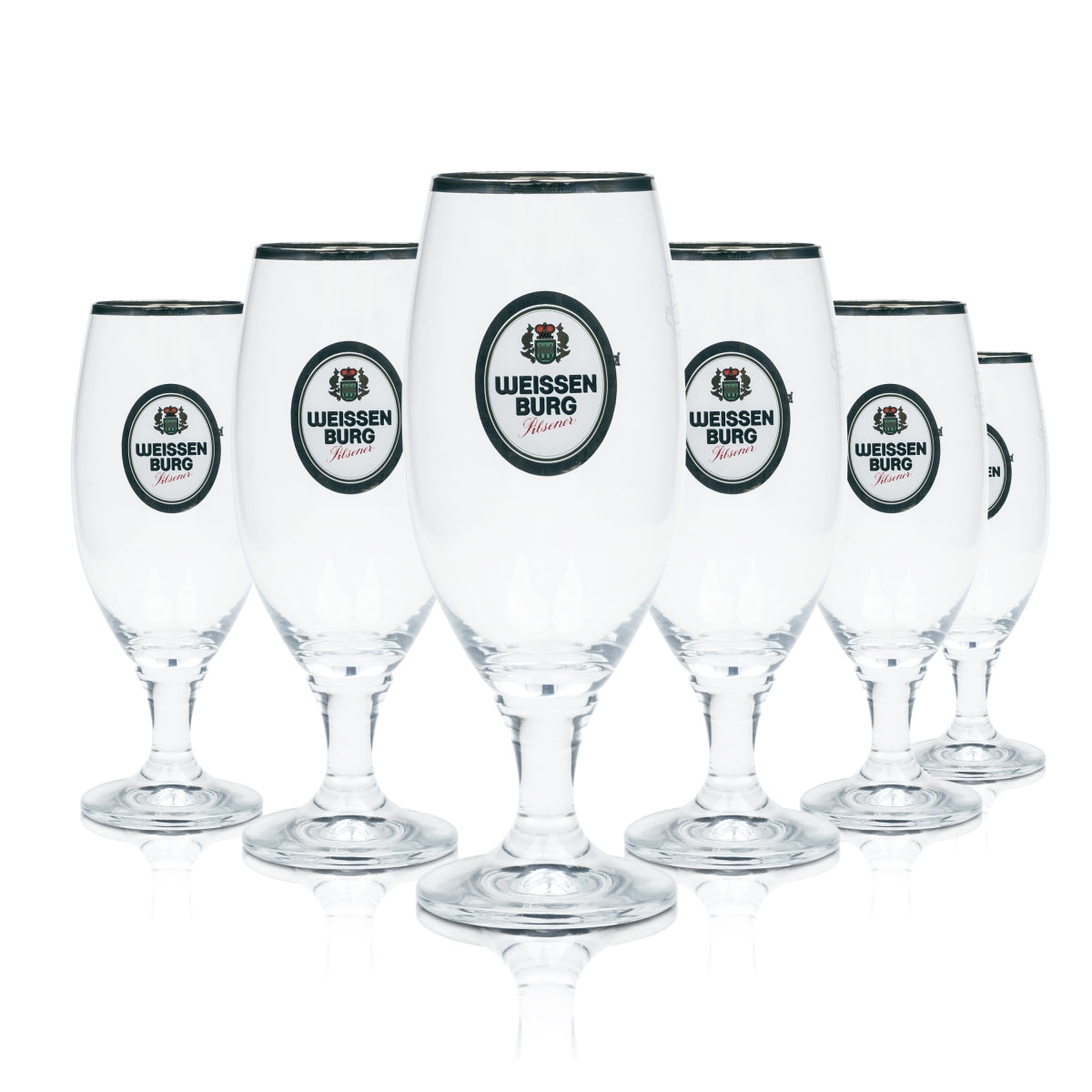 6 bicchieri da birra Weissenburg 0,3 l, forma a tulipano, con incisione Ritzenhoff, birrificio Pilsener