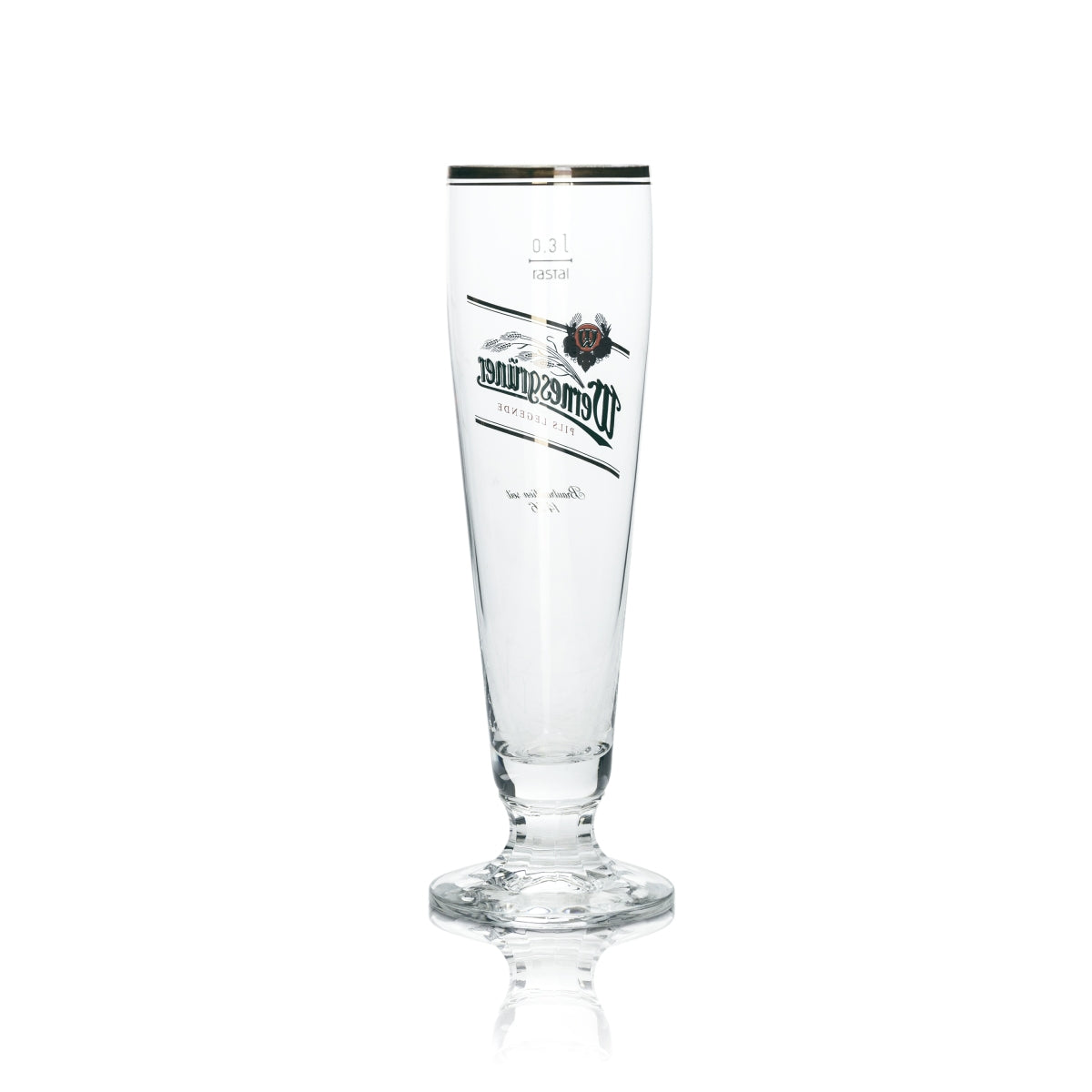 6 bicchieri da birra Wernesgrüner 0,3 l con bordo dorato Rastal Bicchieri Pils Tulip Beer Cup – Vista 3