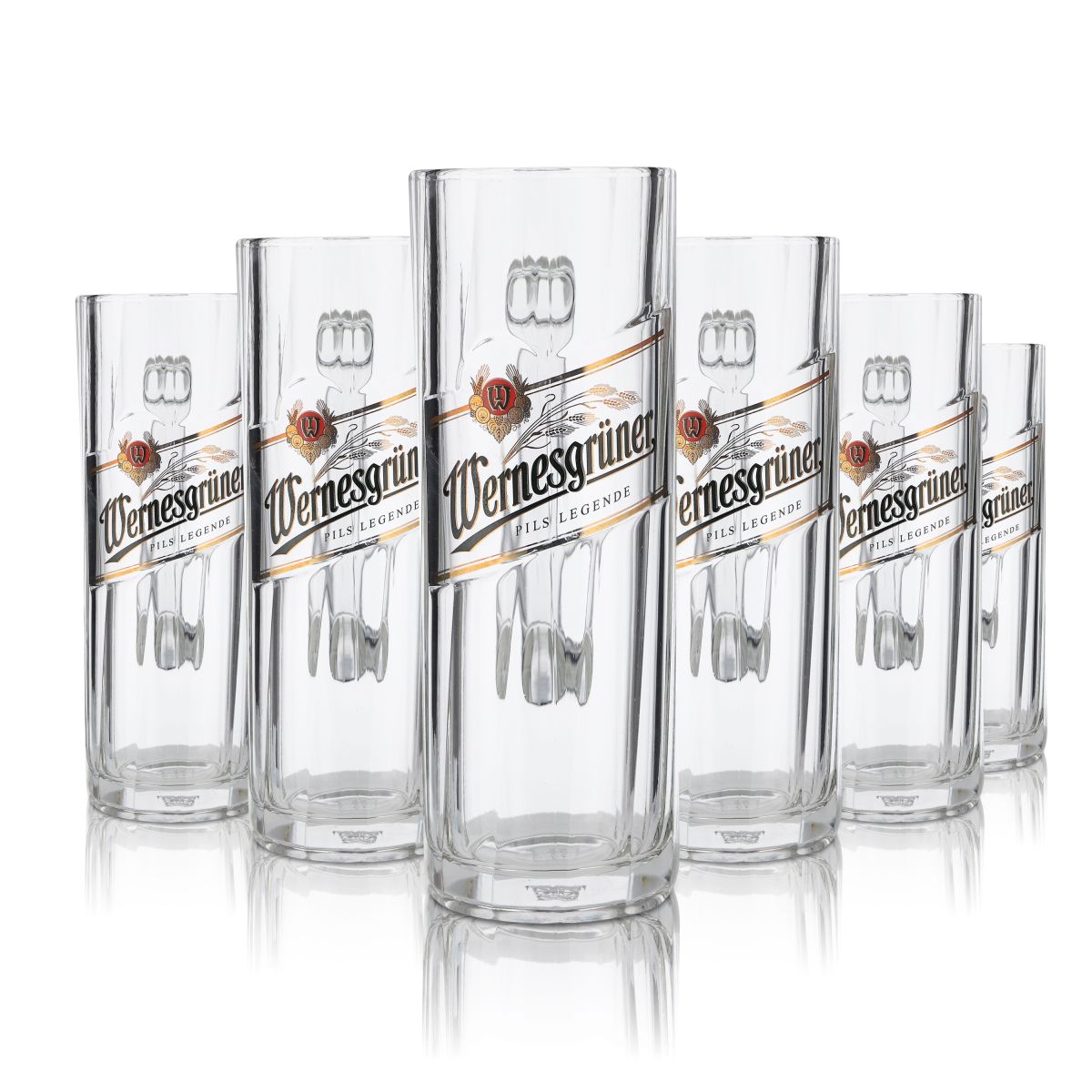 6 bicchieri da birra Wernesgrüner 0,3 l Set di boccali Seidel Birrificio Pilsener