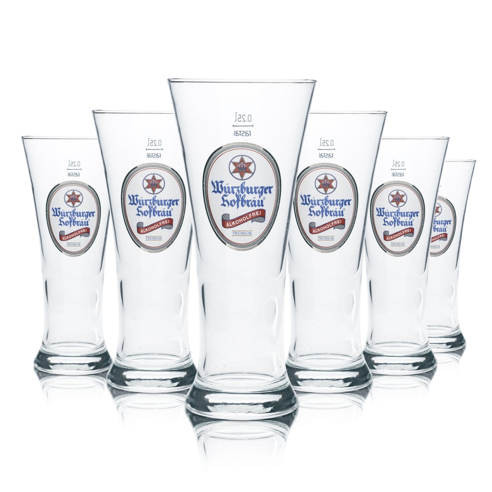 6 bicchieri da birra Würzburger Hofbräu da 0,25 l, bicchieri da bar, senza alcol, per ristorazione