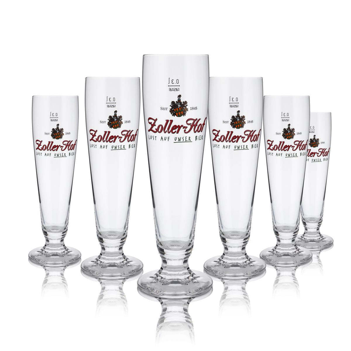 6x Zoller Hof Bicchiere da birra in vetro 0,3 l Bicchiere a calice Bicchieri da birra Set Birrificio Gastronomia