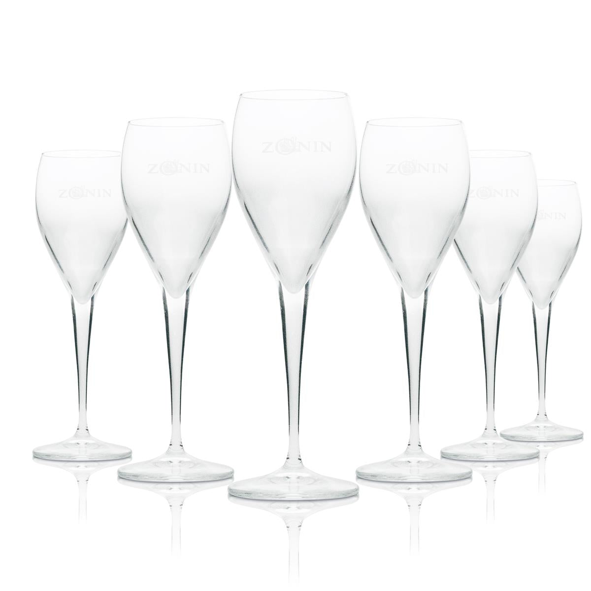 6 bicchieri da prosecco Zonin con logo 100 ml