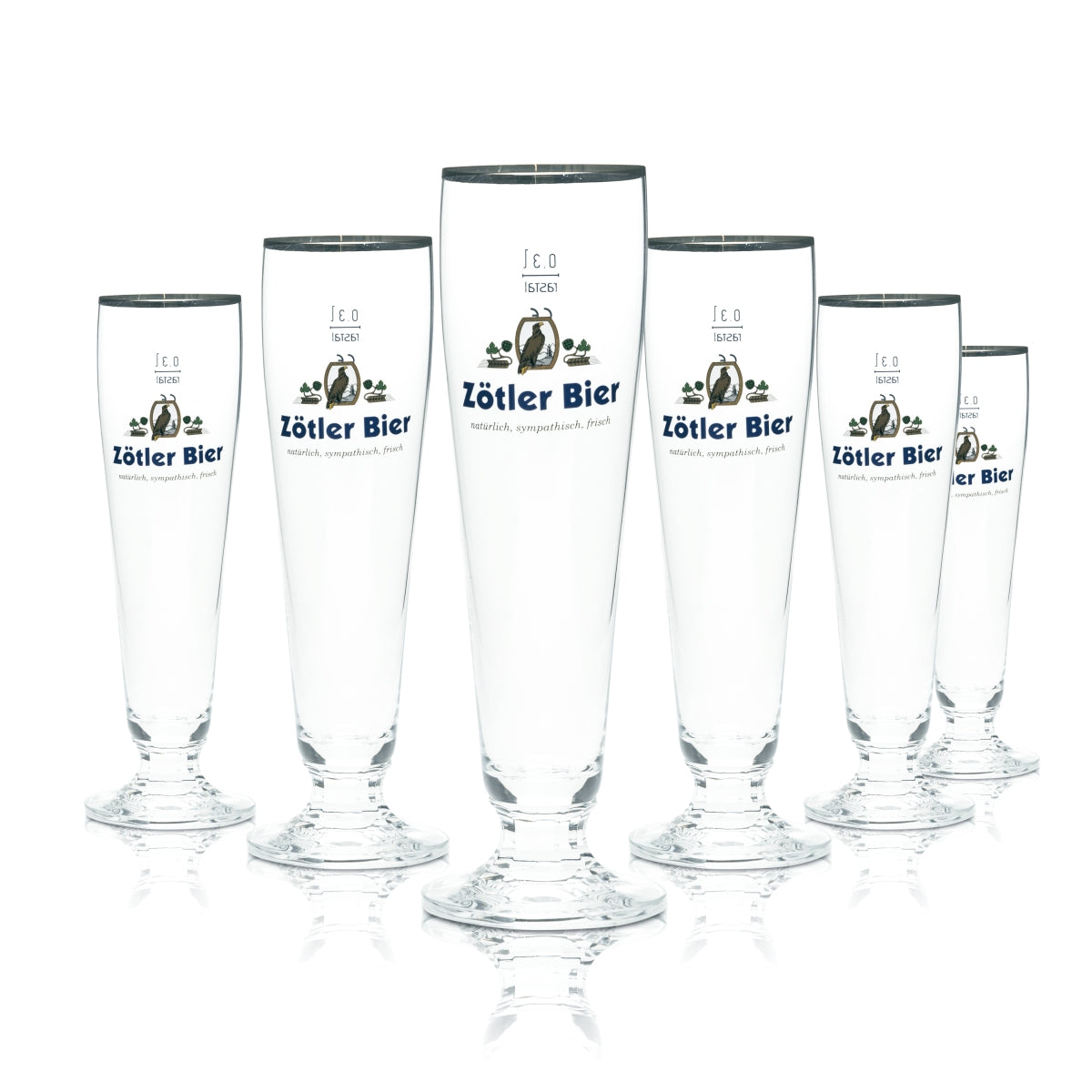 6 bicchieri da birra Zötler 0,3 l a forma di coppa con bordo dorato Birrificio Allgäu Gastro Bar