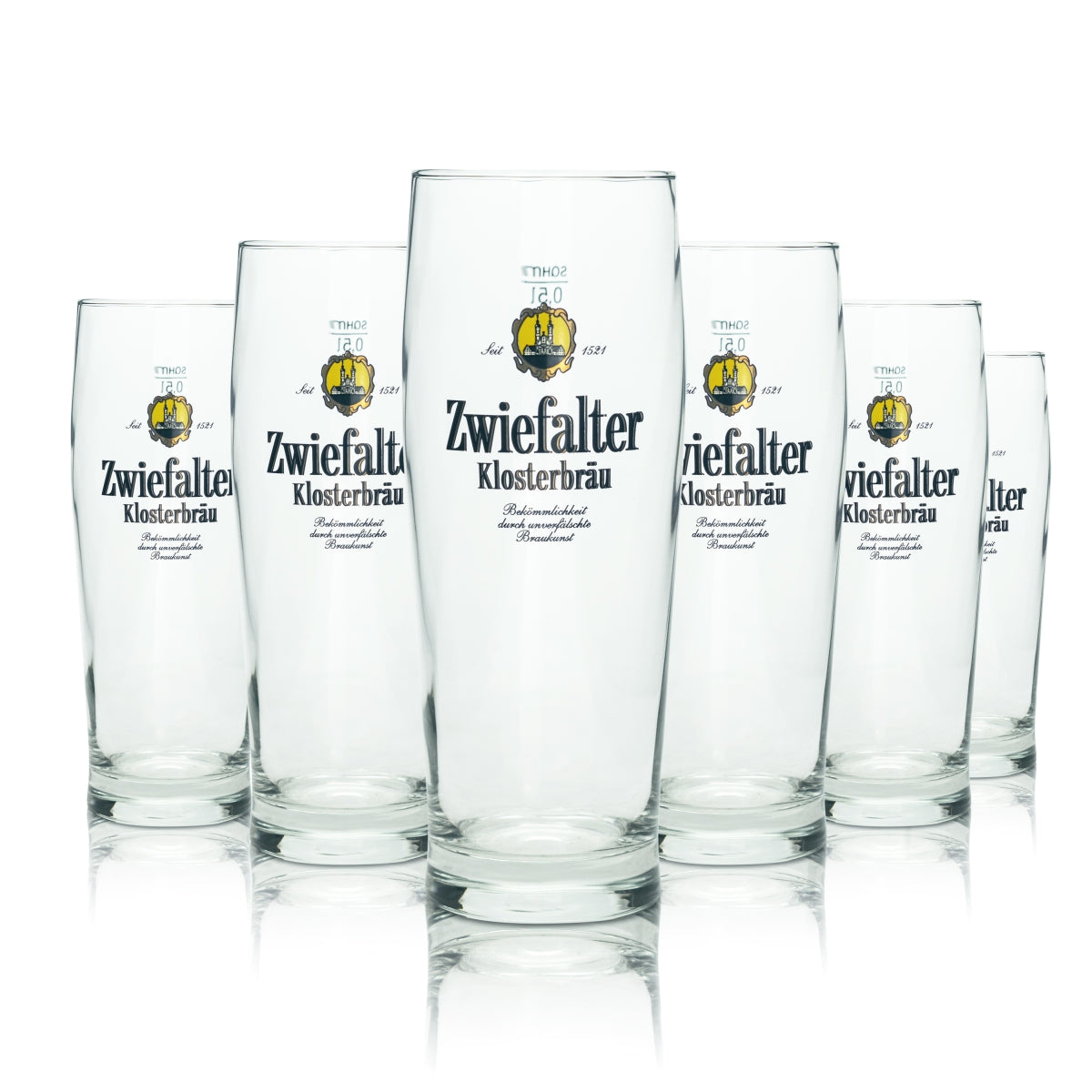 6 bicchieri da birra Zwiefalter da 0,5 l Klosterbräu Becher Trumpf Sahm Willi Bicchieri Pils